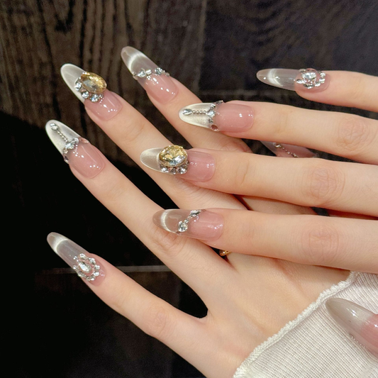 Handmade Press on Nails Coffin Medium  Fake Nails with Glue, Reuseable Reusable Coffin Nails Press ons Glossy Glue on Nails for Women Acrylic False Nails Set with Glue Tabs